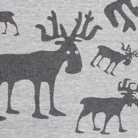 北欧リネン　フラット織　バスタオル　80ｘ145　moose ヘラジカ　グレイ/ホワイト