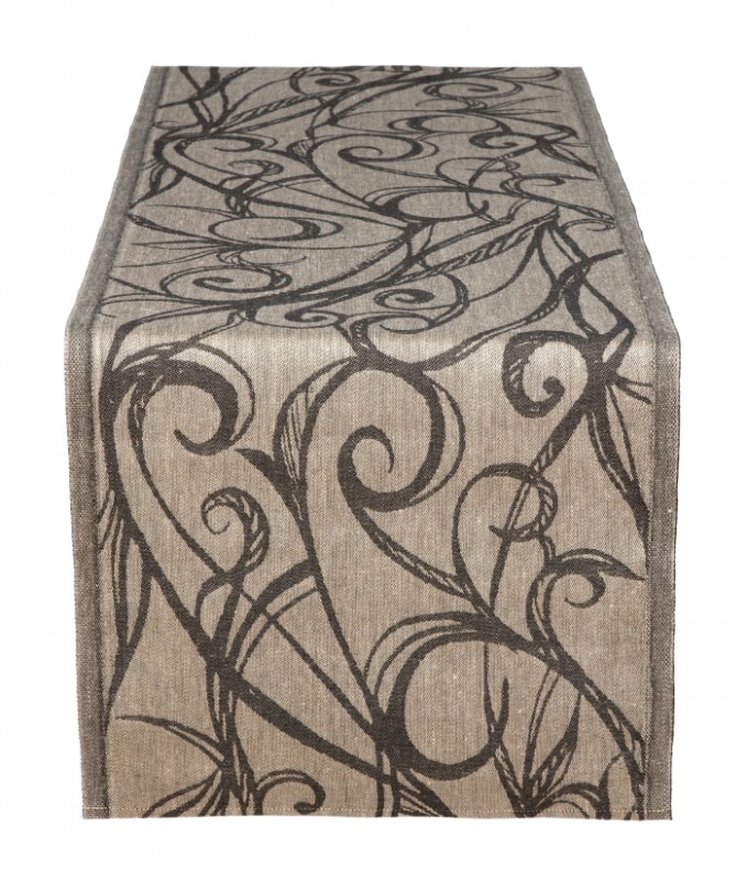 Aika 北欧 リネン テーブルランナー　ブラック/ナチュラル