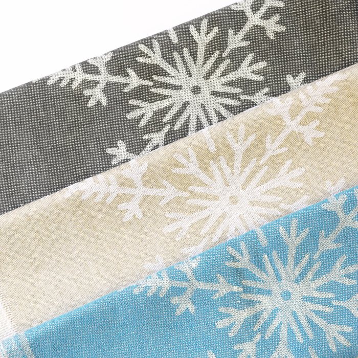 北欧 リネン テーブルランナー　Lumi 雪の結晶 ベージュ色