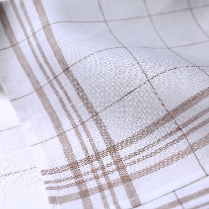 CALIENTE Linea カリエンテ リトアニア リネン 麻 100％ ラティス　キッチン タオル　トープ（茶）/白地