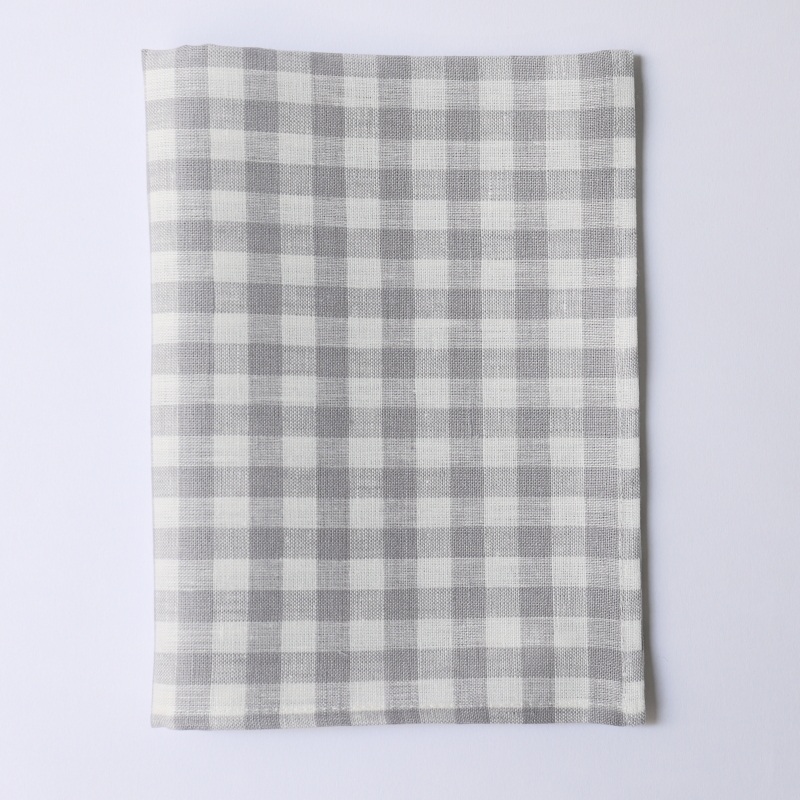 CALIENTE リトアニア リネン 麻 100％ エマ（チェック）グレイ L キッチンクロス