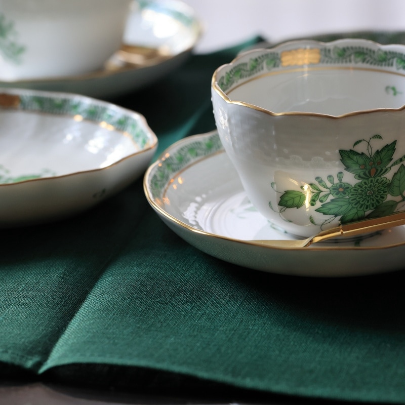 CALIENTE Linea カリエンテ リトアニア リネン 麻 100％ プラーノ ディープグリーン Ｍサイズ 35x47 ランチョンマット プレースマット