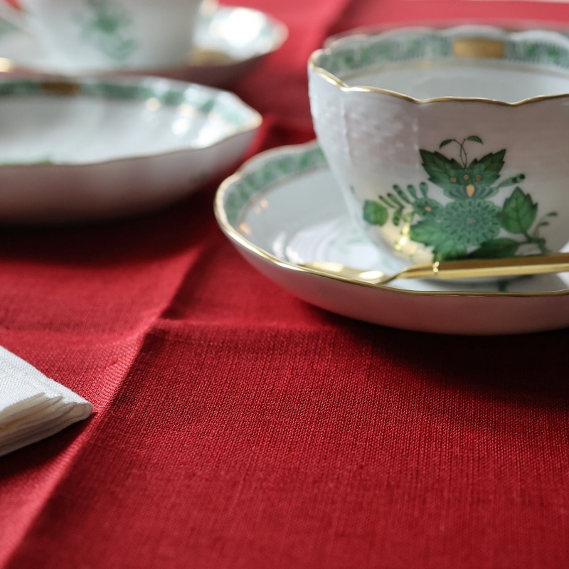 CALIENTE Linea カリエンテ リトアニア リネン 麻 100％ プラーノ ディープレッド Ｍサイズ 35x47 ランチョンマット プレースマット