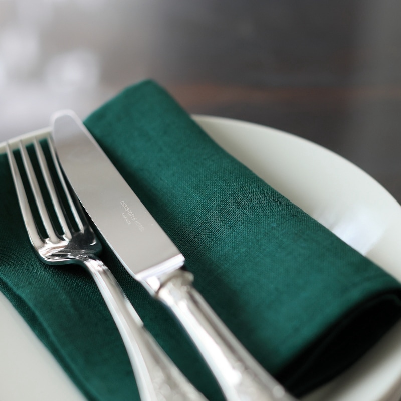 CALIENTE Linea カリエンテ リトアニア リネン 麻 100％ プラーノ ディープグリーン Lサイズ 47x70 ランチョンマット プレースマット