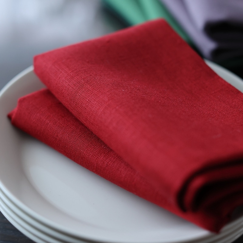 【SALE】CALIENTE Linea カリエンテ リトアニア リネン 麻 100％ プラーノ ファブリック 生地 ダークレッド 幅 150ｃｍ