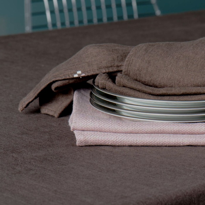 Lulu　ベルギーリネン　タオル50ｘ75/フォンダンショコラ（こげ茶）