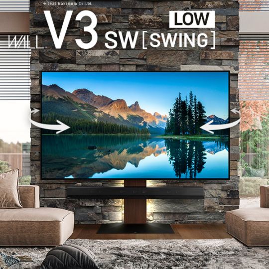 ソニー製テレビ対応 壁寄せテレビスタンドWALL V3 SW[SWING] ロータイプ 単品or棚板付 32型～80型大型テレビ対応