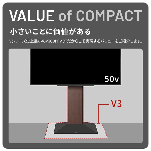 ソニー製テレビ対応 壁寄せテレビスタンドWALL V3 COMPACT 単品or棚板付 24型～55型テレビ対応