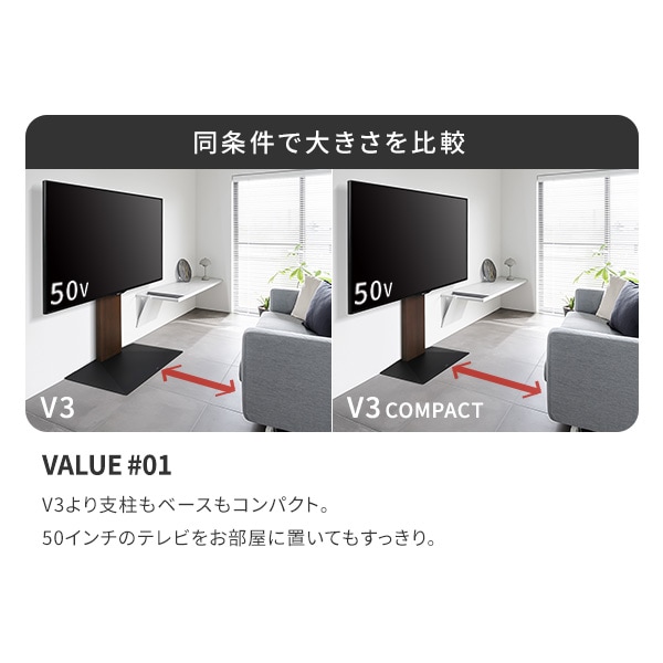 ソニー製テレビ対応 壁寄せテレビスタンドWALL V3 COMPACT 単品or棚板付 24型～55型テレビ対応