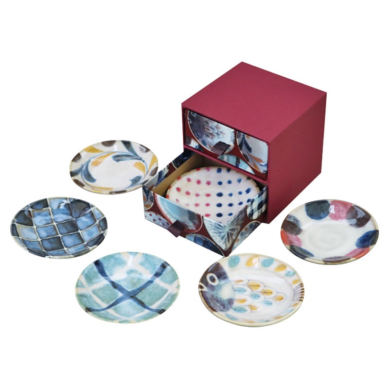 Brush Blue ブラッシュカラー 六種小皿揃（タンス箱入）