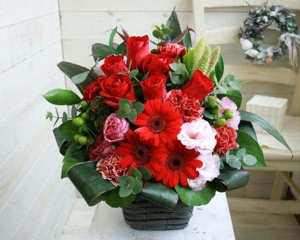 おまかせアレンジメントＭ-赤系