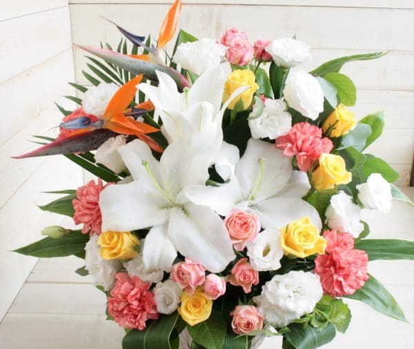 おまかせアレンジメントＬ-黄色・オレンジ系