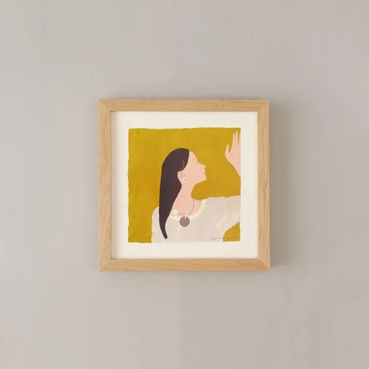 アートポスター　LOOKING FORWARD （明日の私）mustard 200×200mm フレームセット