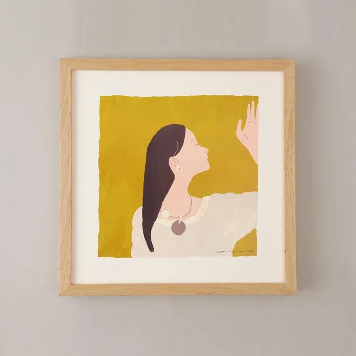 アートポスター　LOOKING FORWARD （明日の私）mustard 300×300mm フレームセット