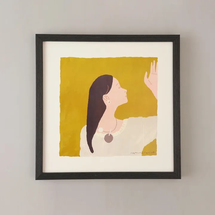 アートポスター　LOOKING FORWARD （明日の私）mustard 300×300mm フレームセット