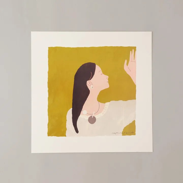 アートポスター　LOOKING FORWARD （明日の私）mustard 300×300mm フレームセット