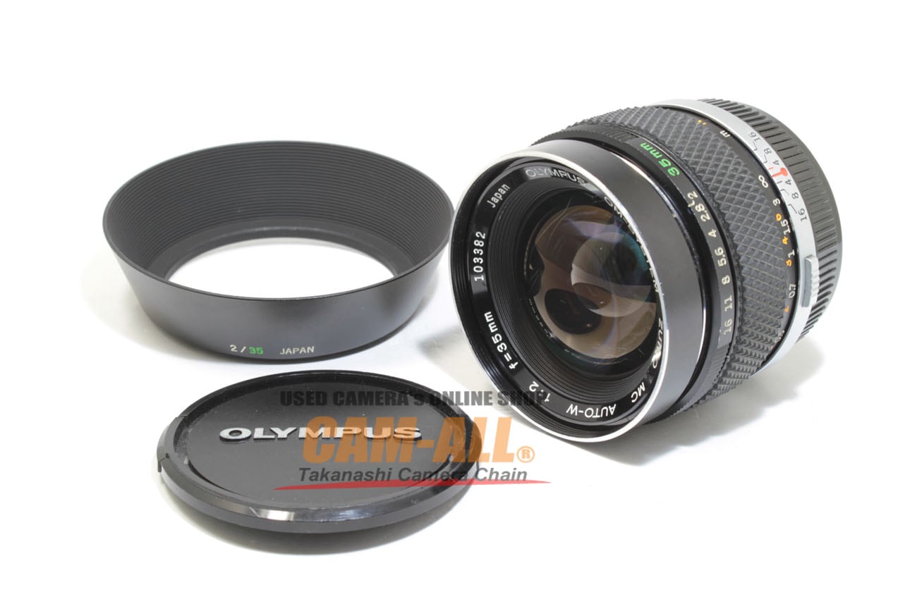 オリンパス MC AUTO-W zuiko 35mm f/2 フード付き オリンパス OM