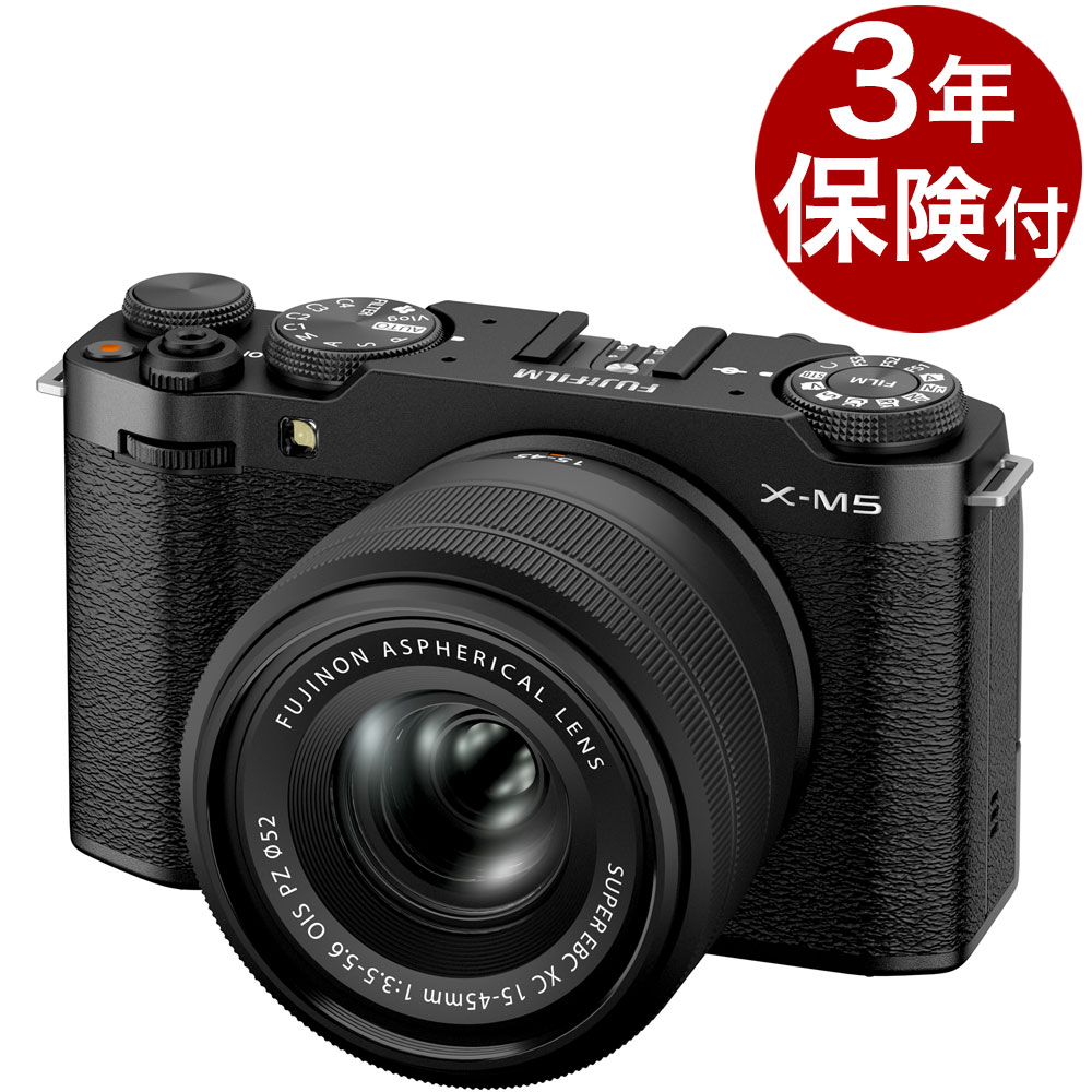 [3ǯ�ݸ���] FUJIFILM X-M5 XC15-45mm��󥺥��å� �֥�å�������С��إ���С�����¨Ǽ��ǽ��XM5 �ߥ顼�쥹���X-M5LK-1545-B/S Lens Kit ɸ�ॺ�����󥺥��å�