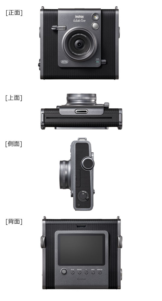 [��ǯ�ݸ���] �ٻΥե���� ������ instax WIDE Evo ��¨Ǽ��ǽ�١�FUJIFILM CHEKI New USB-C ���󥹥��å��� �磻�� ������ �֥�å����ǥ����륫���  ���󥹥���ȥ���� INS WIDE EVO BLACK