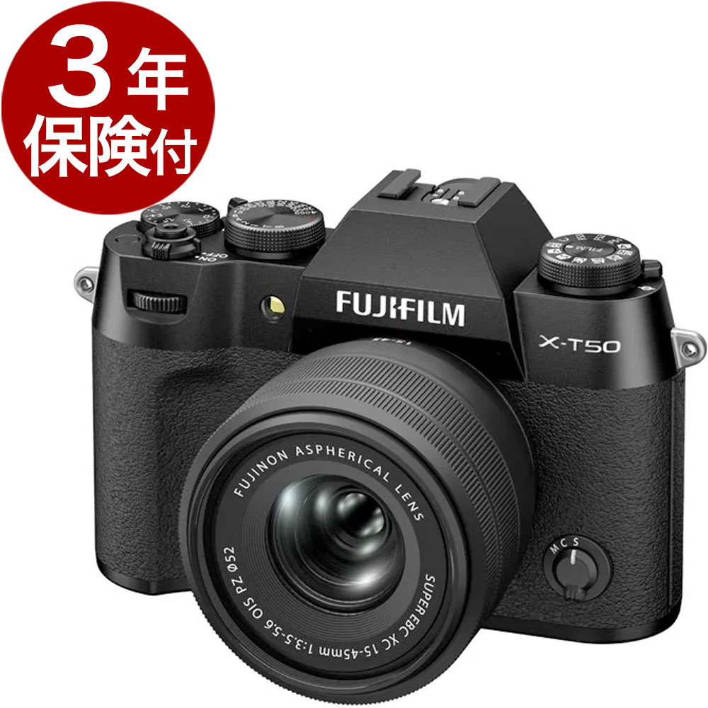 [3ǯ�ݸ���] FUJIFILM X-T50 XC15-45mm��󥺥��å� �֥�å� 2�����(���ܸ졦�Ѹ�)�б���ǥ��Ǽ�����������١�XT50 �ߥ顼�쥹���X-T50LK-1545-B Lens Kit ɸ�ॺ�����󥺥��å�