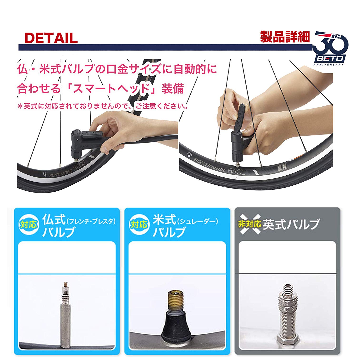 ベト（BETO）チューブレス対応 フロアポンプ 1100kPa CFL-003AGD