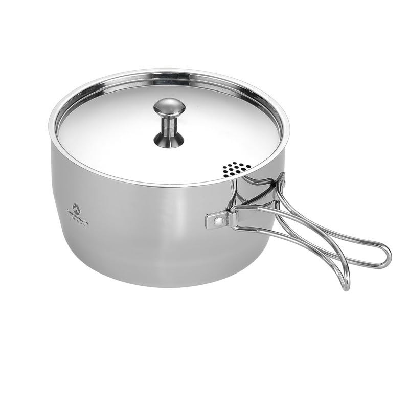 キャンプ アウトドア 用 片手鍋 ステンレス アルミ 全面三層鋼 2.0L CC