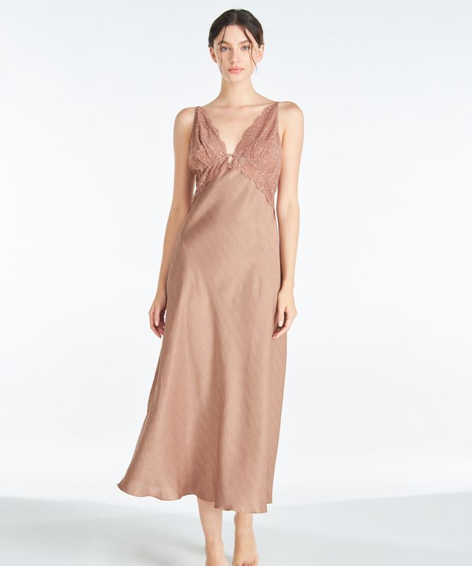 Ultra レースコンビロングドレス / Brown