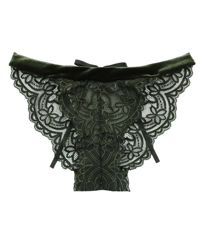 Mystic ベロア×レースバックデザインショーツ / Dark Green