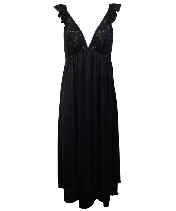 Grace フリルショルダーロングドレス / Black