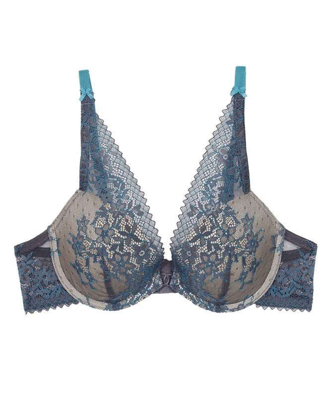 Reflex デコルテレースモールドカップブラジャー / Dark Grey