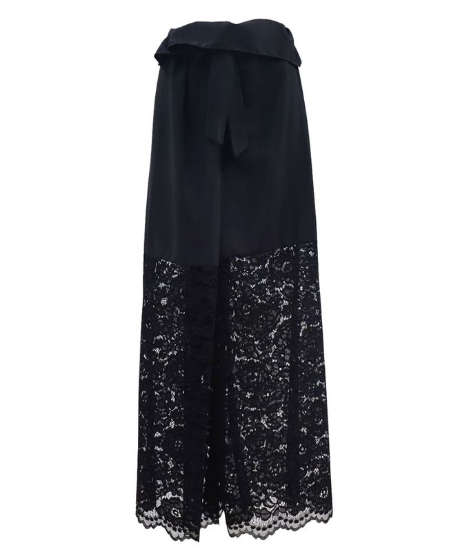 レース切り替えリゾートパンツ / Black