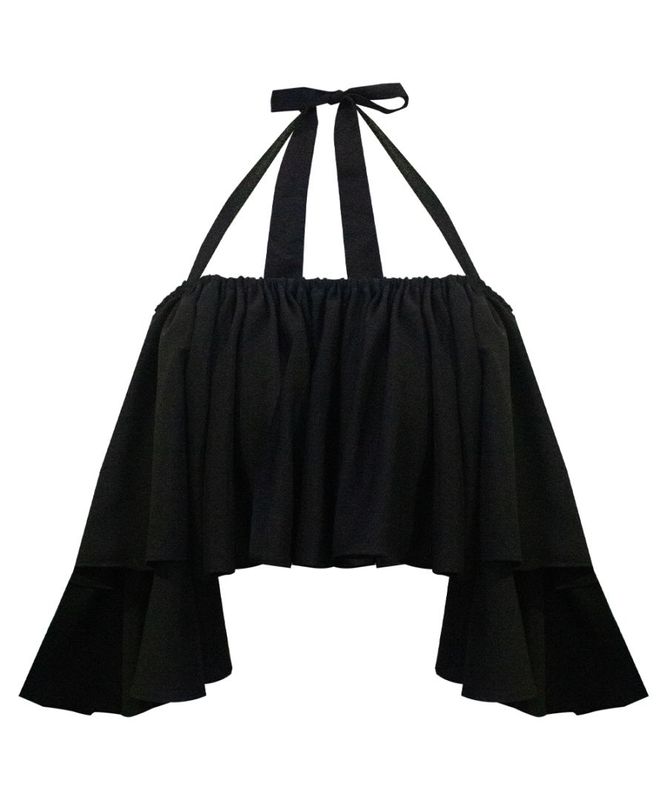ギャザーフリルオフショルトップス / Black