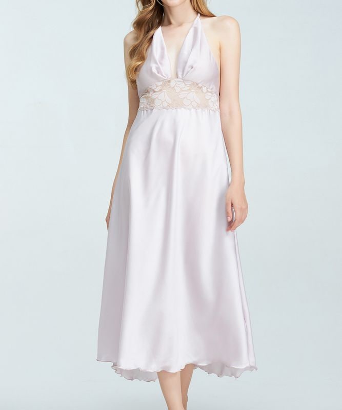 Whispers レースコンビロングドレス