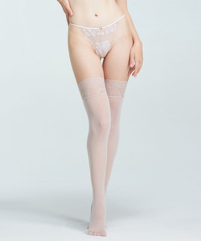 ストライプガーターストッキング / Beige