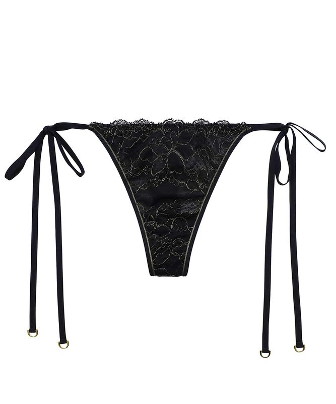 Velvet Sin サイドリボンレースソング / Black