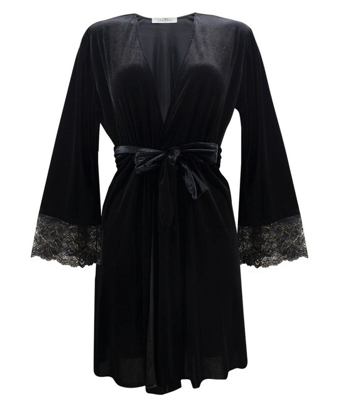Velvet Sin ベロア×レースガウン / Black
