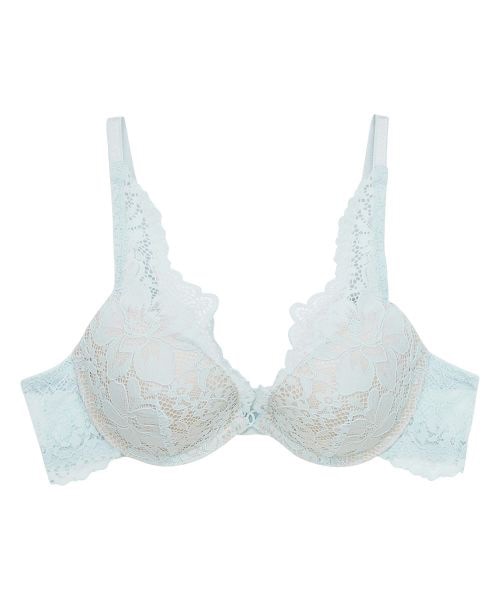 Pleat ストリング付きデコルテレースモールドカップブラジャー / Green