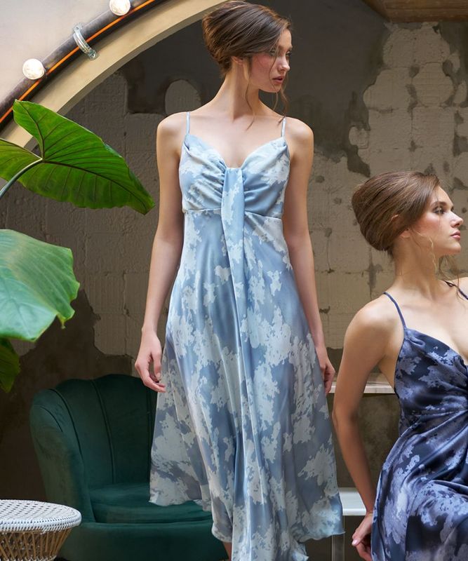 You マーブルプリントロングドレス / Grey