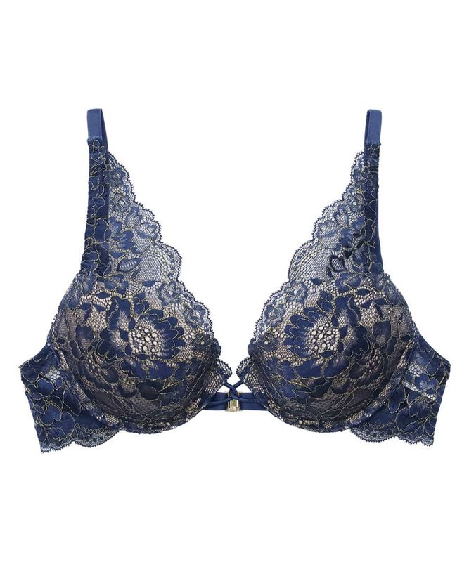 Timeless デコルテレースモールドカップブラジャー / Navy