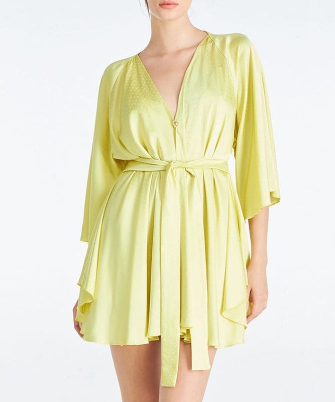 Mixing ドットサテンバックオープンガウン / Yellow