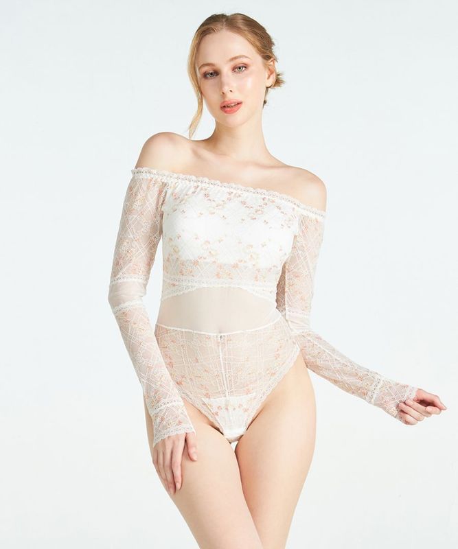 Grace オフショルレースボディスーツ,テディ / Off White