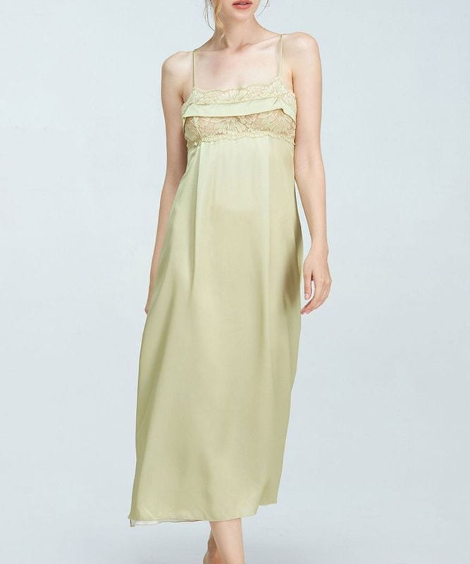 Harmony in Bloom レースコンビロングドレス / Yellow