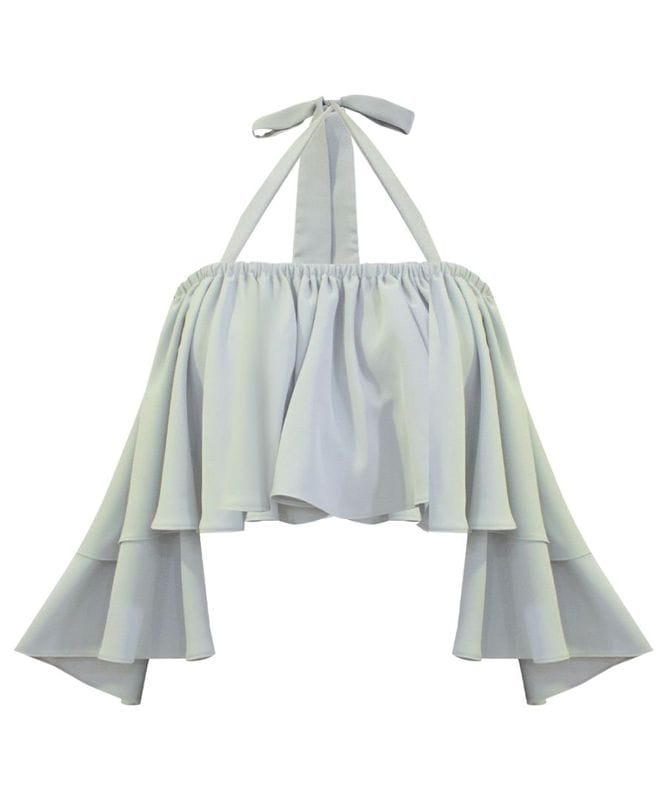 ギャザーフリルオフショルトップス / Light Green