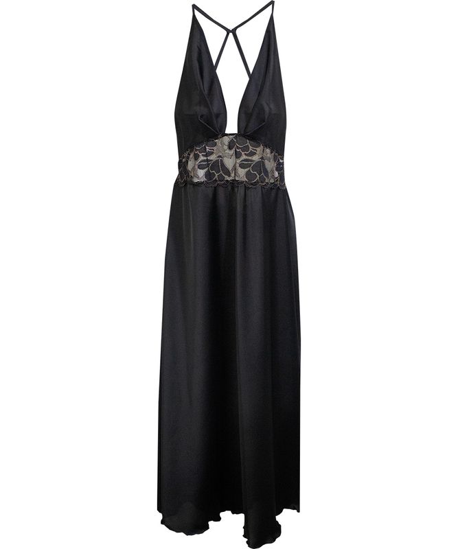 Whispers レースコンビロングドレス / Black