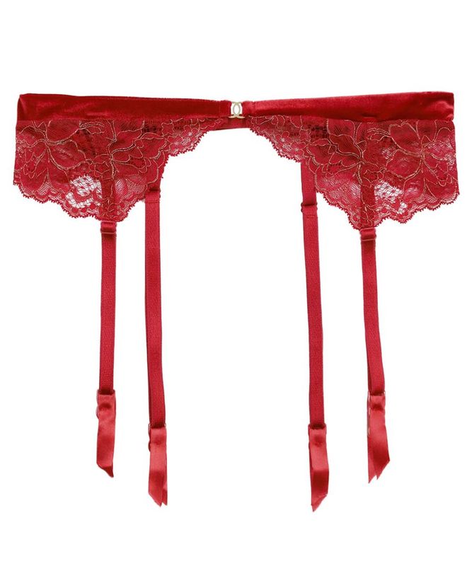 Velvet Sin ベロア×レースガーターベルト / Red