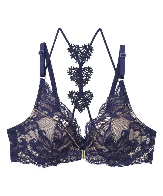 In Your Heart バックデザインフロントホックブラジャー / Navy