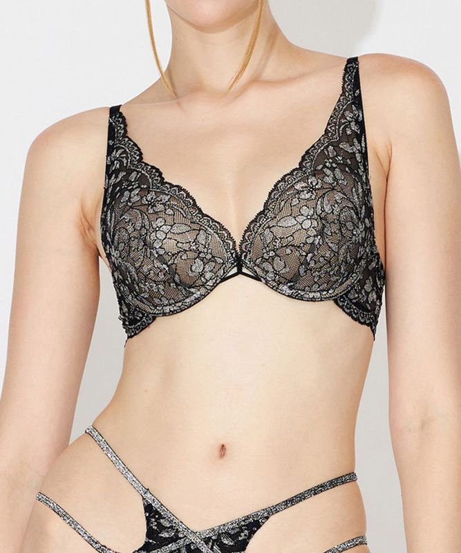 Silver Touch デコルテレースモールドカップブラジャー / Black