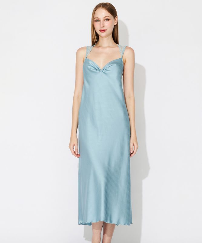 Signal レースコンビロングドレス / Blue