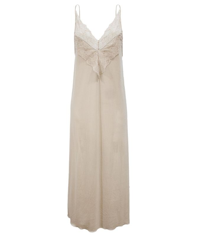 【予約】Forget Me Not ベロア×レースロングドレス / Beige