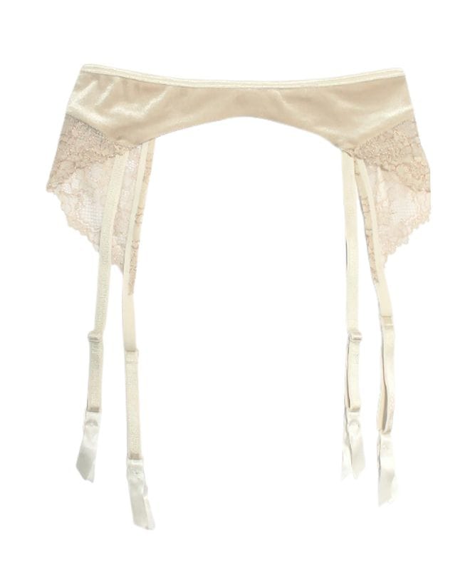 【予約】ベロア×レースガーターベルト / Beige